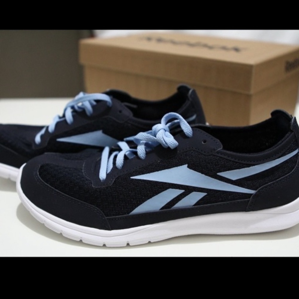 Throwback Reebok Sport Ahead Action Walking Shoe~8.5 Indigo-Denim Glow-White